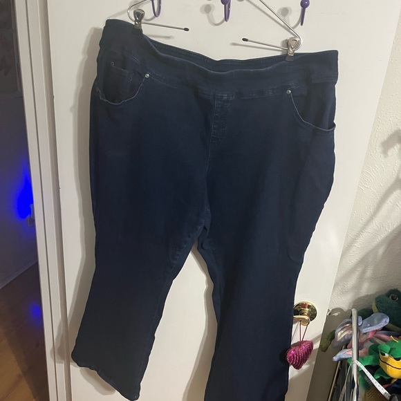 💙 3X 24/26 Dark Blue Denim Pull on Jeans Petite - Picture 5 of 10